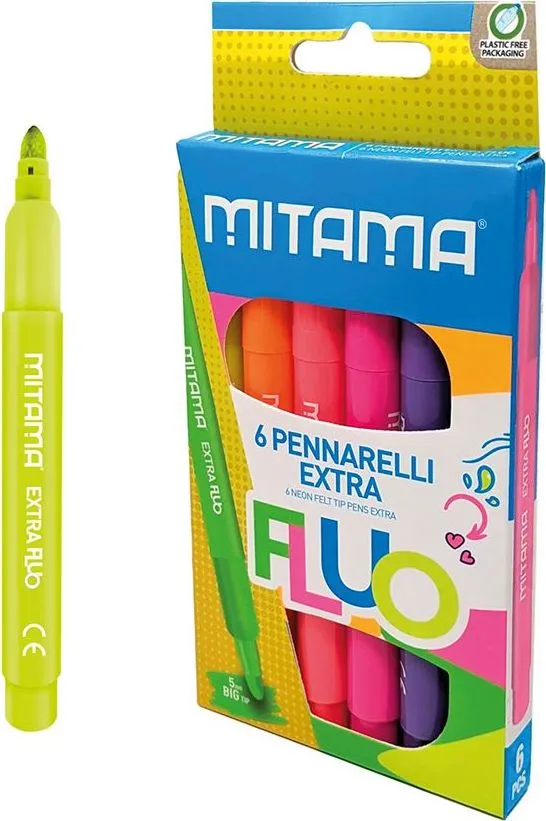 Set carioci Jumbo Mitama, culori fluo, 6 bucati