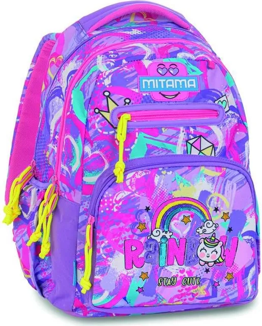 Ghiozdan Mitama New Plus, 3 compartimente, Plus Rainbow