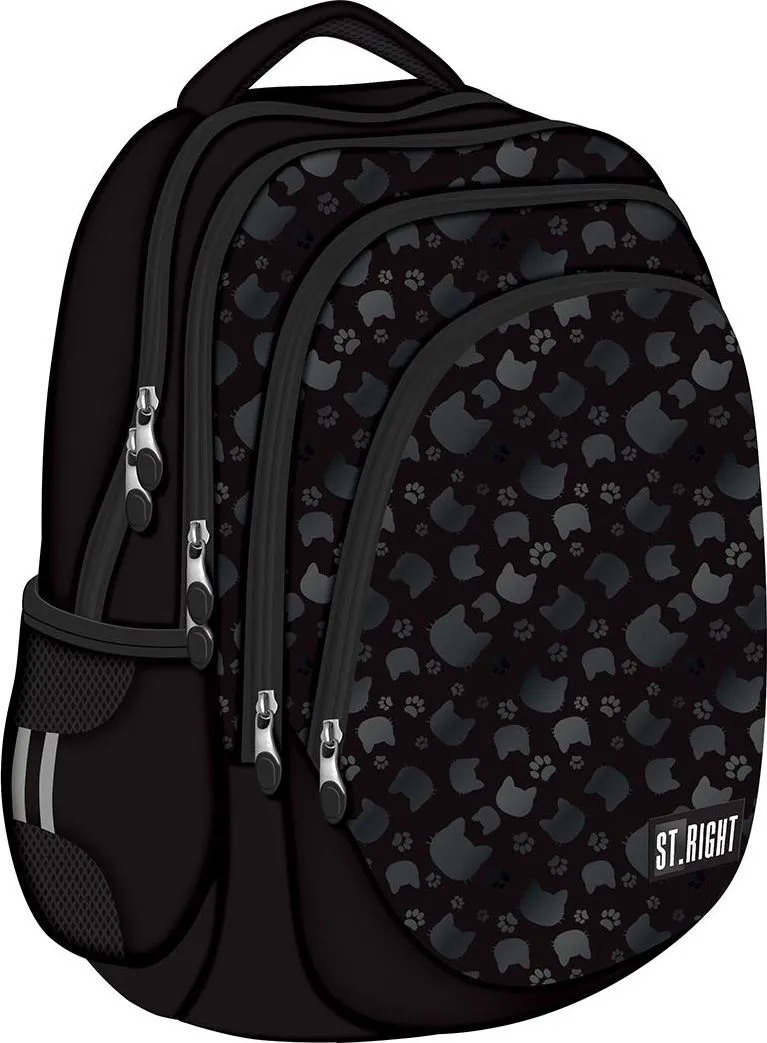 Ghiozdan BP06 ST Right Black Cats 4 compartimente, 42x31x22 cm