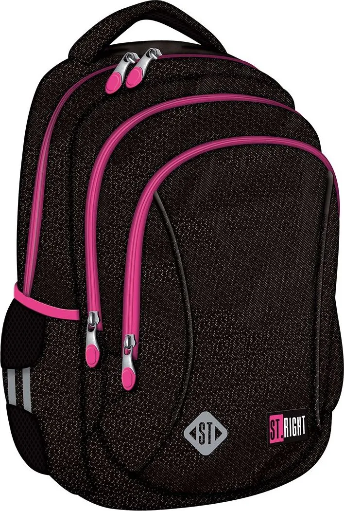 Ghiozdan BP26 ST Right Black Glitter 3 compartimente, 39x27x17 cm