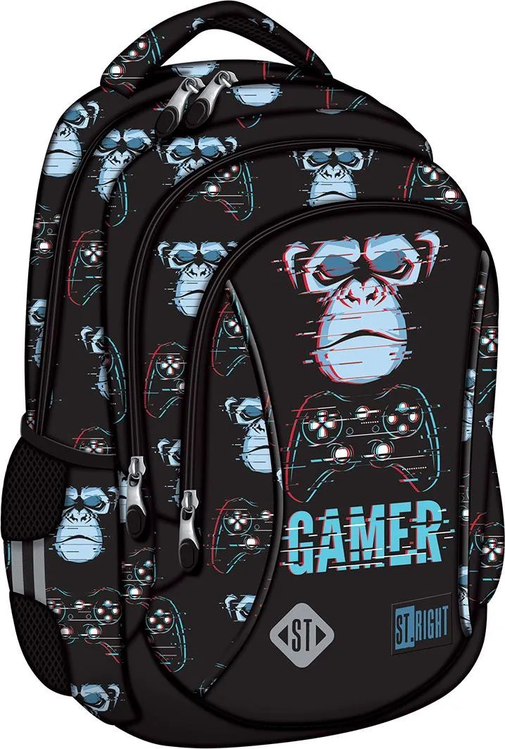 Ghiozdan BP26 ST Right Blue Gamer 3 compartimente, 39x27x17 cm