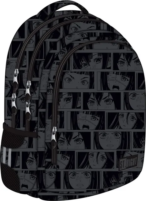 Ghiozdan BP57 ST Right Black Anime 4 compartimente, 40x28x11 cm