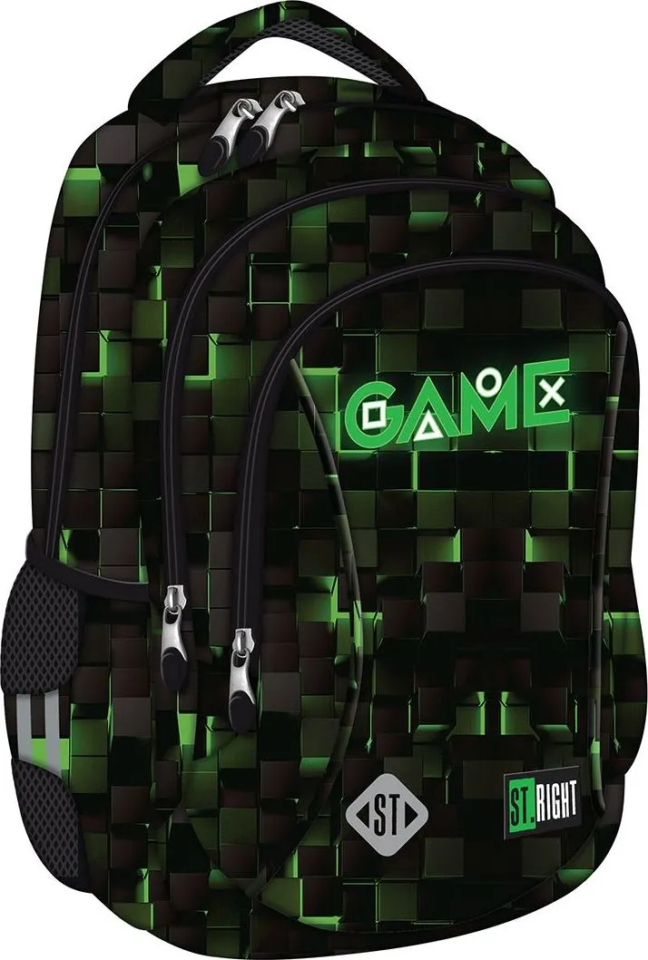 Ghiozdan scolar Majewski ST Right, BP26 XL, Green Game, 3 compartimente, 45 x 35 x 20 cm