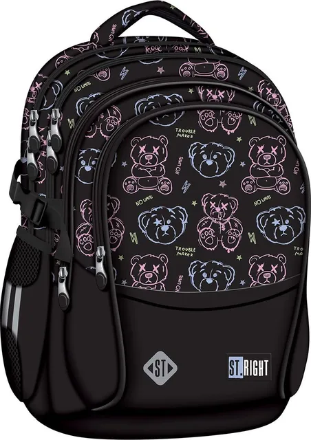 Ghiozdan scolar Majewski ST Right, BP01, Trouble Maker Bear, 4 compartimente, 43 x 32 x 21 cm