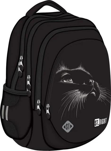 Ghiozdan Majewski ST Right, BP06, Black Cat, 4 compartimente, 42 x 31 x 22 cm