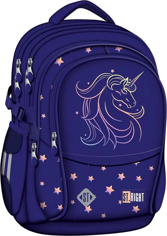 Ghiozdan Majewski ST Right, BP01, Unicorn Glow, 4 compartimente, 17 inch, 43 x 32 x 21 cm