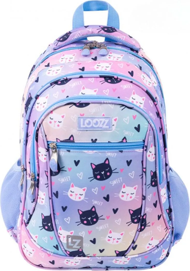 Ghiozdan scolar Premium Looz Happy Cats, 3 compartimente