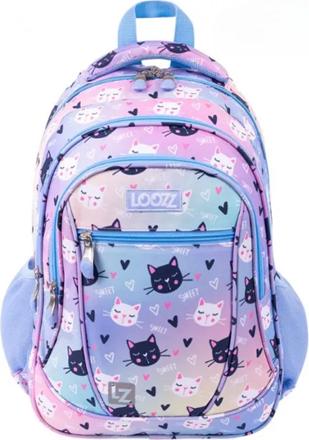 Ghiozdan scolar Premium Looz Happy Cats, 3 compartimente