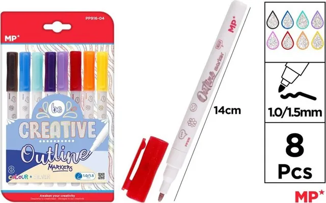 Magic marker Main Paper, 8 bucati/set