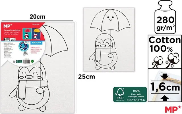 Canvas Main Paper, 20x25 cm, 280gr/mp, tematica pinguin