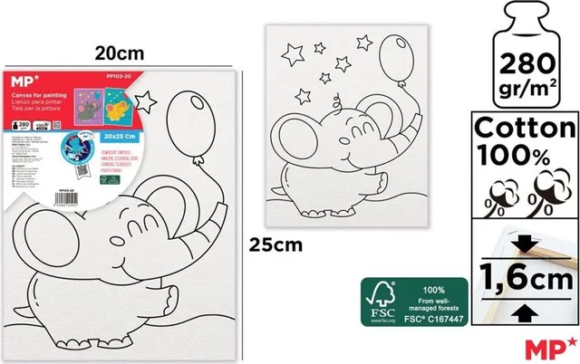 Canvas Main Paper, 20x25 cm, 280gr/mp, tematica elefant