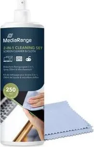 Spray curatare ecran MediaRange, cu laveta de microfibra, 250 ml