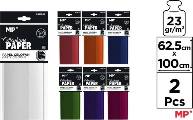 Hartie celofan Main Paper, 63x100 cm, 23g/mp, 2 bucati/set