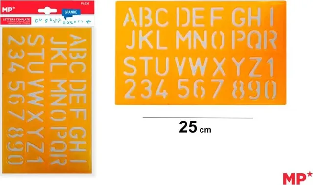 Sablon plastic Main Paper, 25 cm, litere si cifre, blister