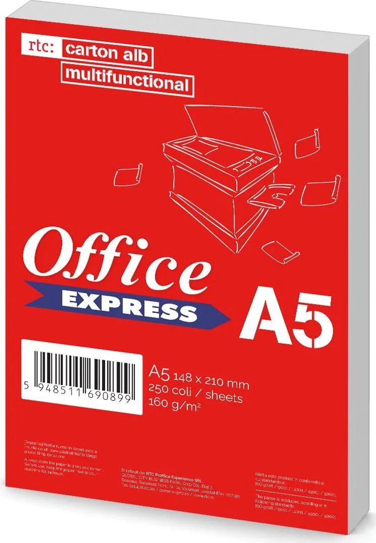 Carton alb Office Express A5, 160g, 250 coli/top