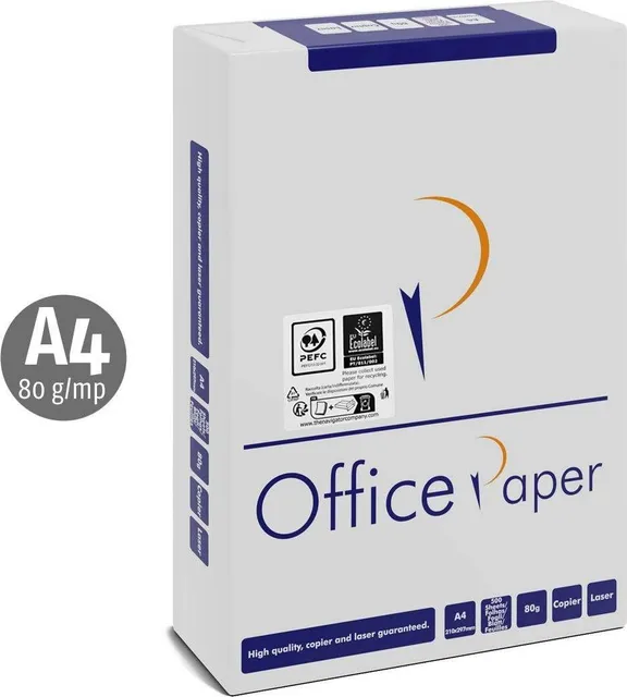 Hartie copiator Office Paper, A4, 80 g/mp, 500 coli/top, 5 topuri/cutie