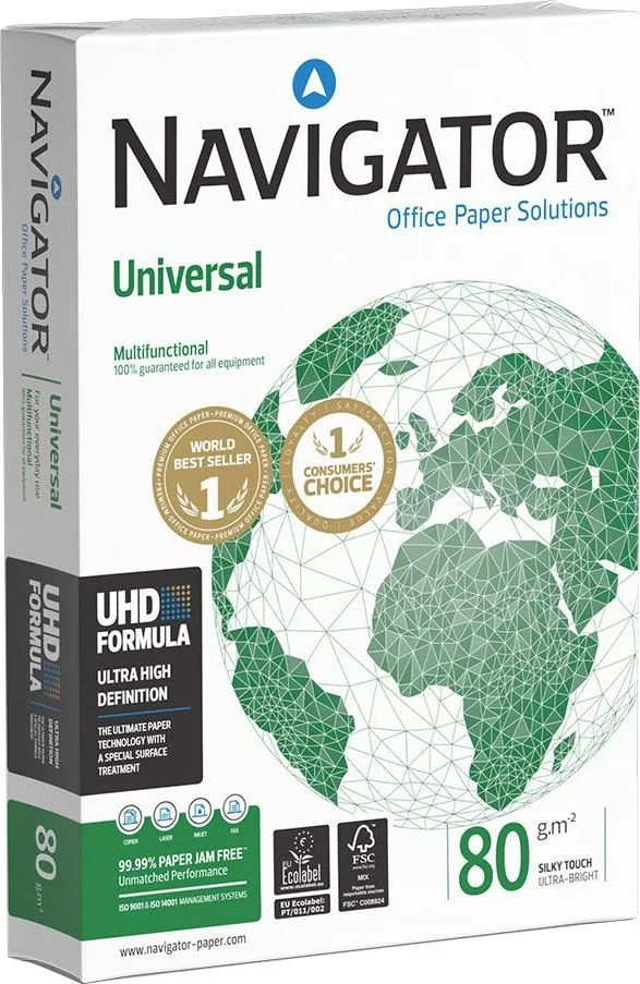 Hartie copiator Navigator Universal, A4, 80 g, 500 coli/top, 5 topuri/cutie
