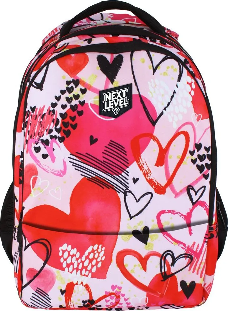 Ghiozdan Next Level, 2 compartimente, colectia Heart Queen, 48x33x20 cm