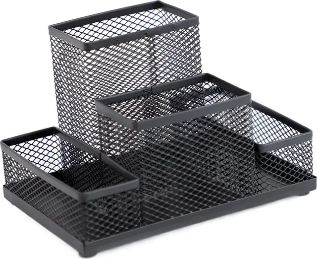 Suport accesorii de birou, mesh, metal, negru