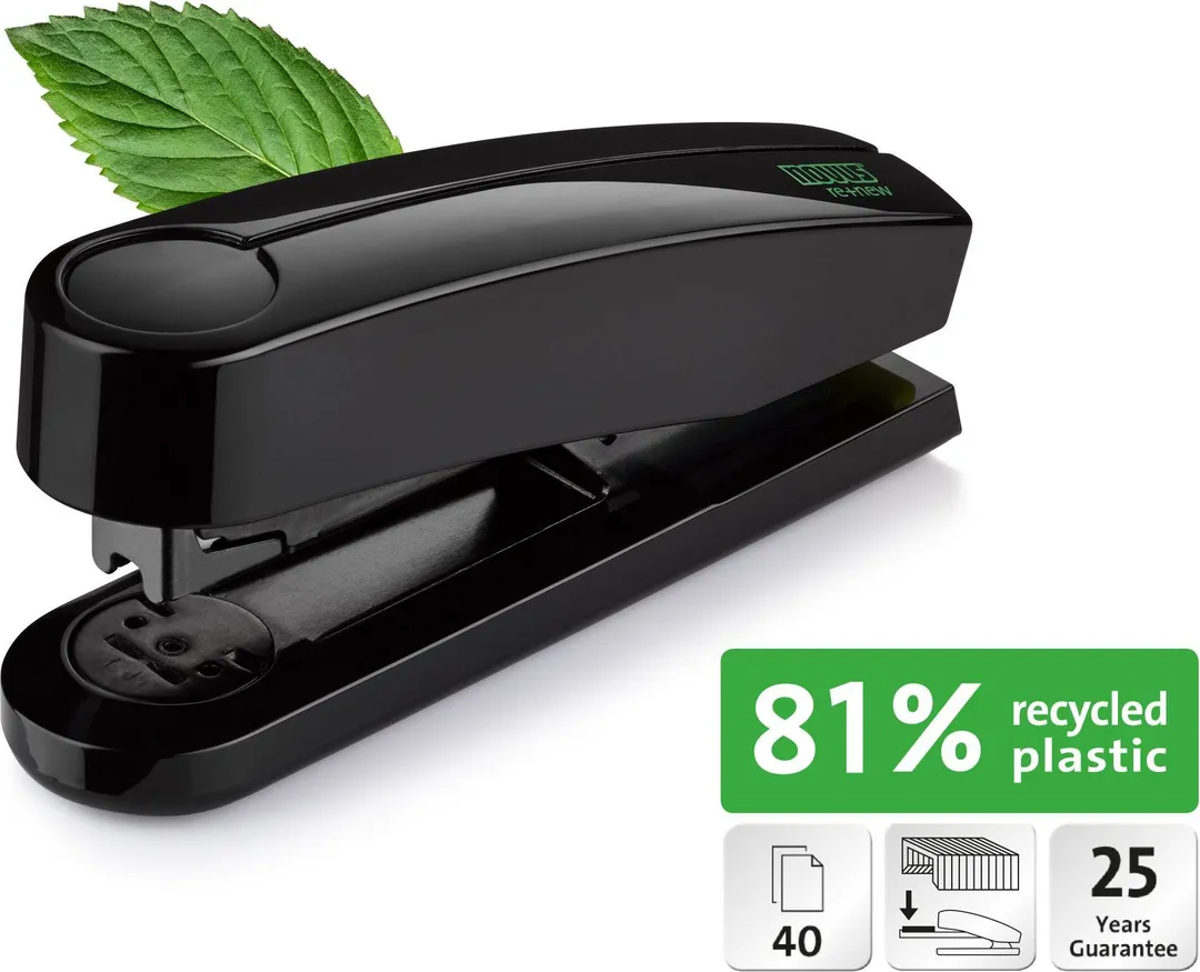 Capsator Novus B4 re+new, 40 coli, capse 24/6, 26/6, 24/8, negru, 81% pp reciclat