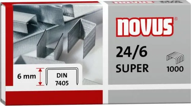 Capse Novus 24/6 Super, 6 mm, 1000 bucati/cutie
