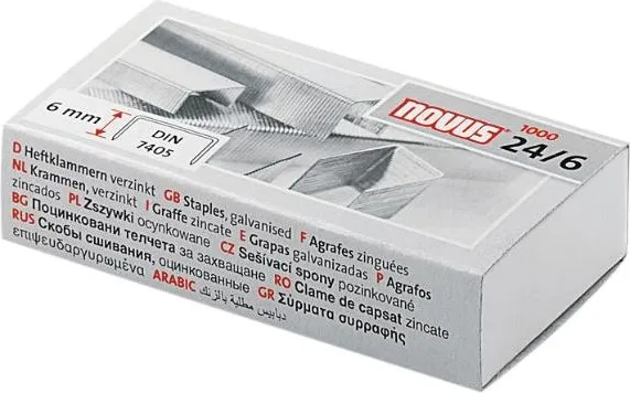 Capse Novus 24/6 DIN, 6 mm, 1000 bucati/cutie