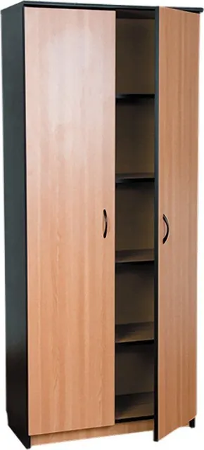 Dulap inalt Office Line, PAL, stejar/negru, 80x36x185 cm
