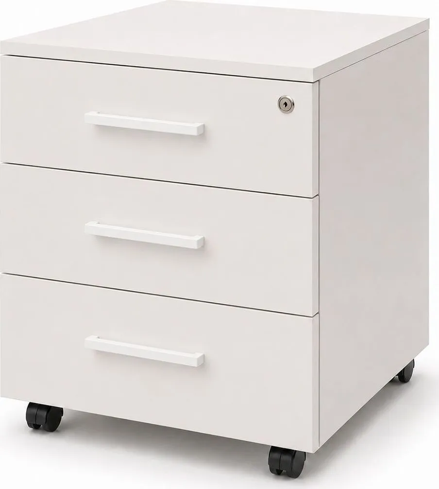 Dulapior mobil rollbox, 55x45x56 cm, 3 sertare, gri deschis
