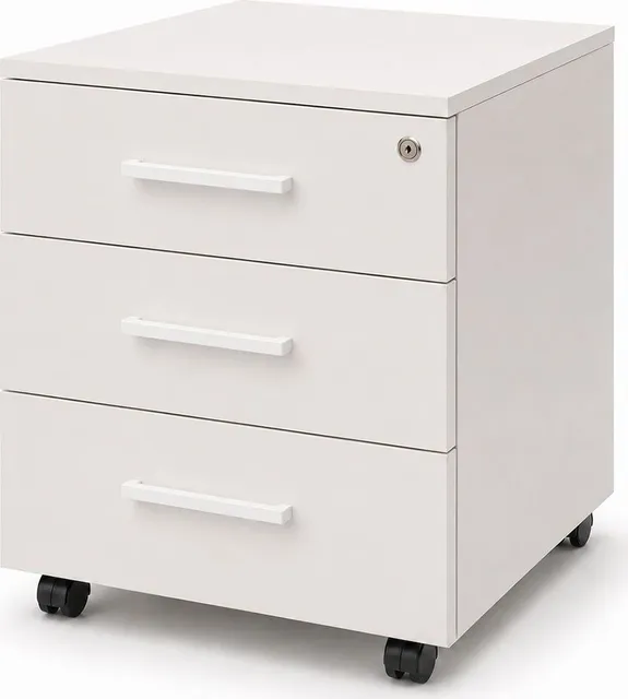 Dulapior mobil rollbox, 55x45x56 cm, 3 sertare, gri deschis