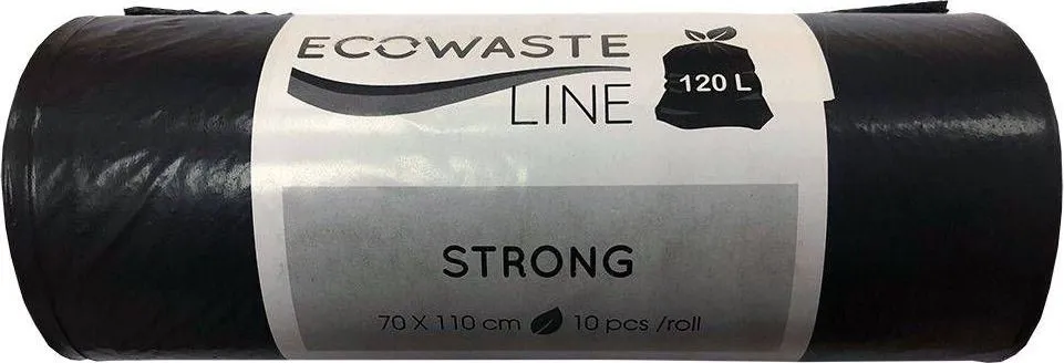 Saci menajeri LDPE, 120 l, negru, 10 bucati/rola