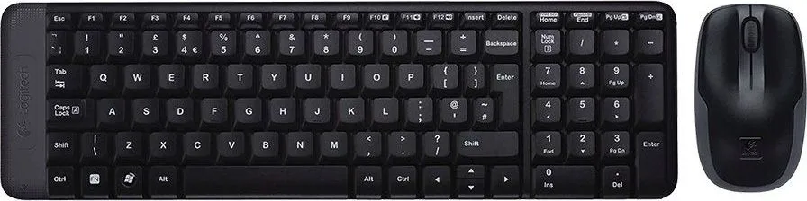 Kit mouse si tastatura wireless, Logitech MK220, negru