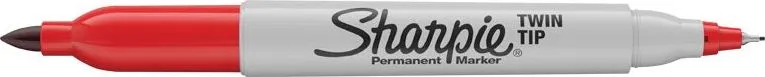 Marker permanent Papermate Sharpie cu doua capete, 0.5 mm si 1 mm, rosu