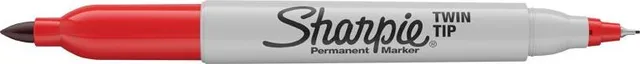 Marker permanent Papermate Sharpie cu doua capete, 0.5 mm si 1 mm, rosu