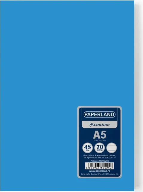 Caiet A5 capsat, matematica, 48 file, 70 g/mp, FSC, coperta albastru