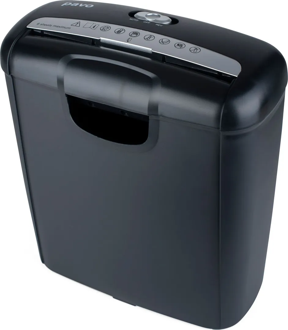 Distrugator de documente Pavo, Stripcut Montreal, 6 coli, 10L, negru