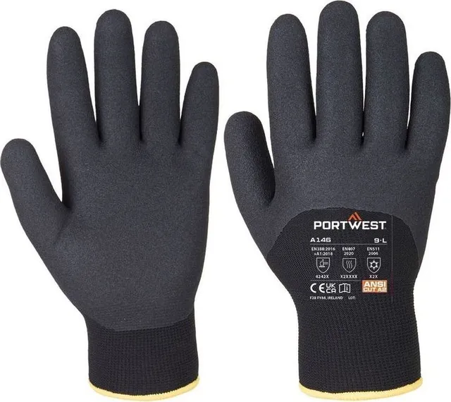 Manusa de iarna Portwest A146, nitril, protectie la frig si caldura, neagra, XL
