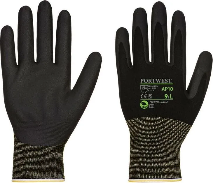 Manusi Portwest AP10, bambus/spuma nitril, negre, marime XS, 12 perechi
