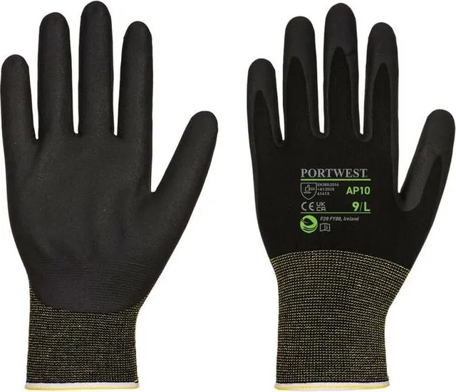 Manusi Portwest AP10, bambus/spuma nitril, negre, marime XS, 12 perechi