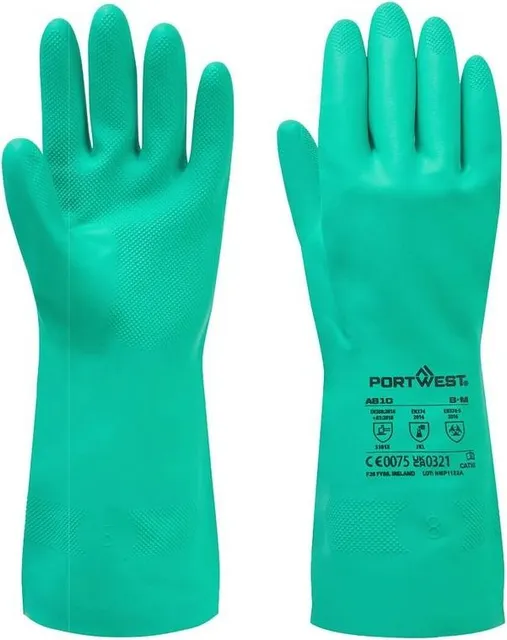 Manusa Portwest A810 Nitrosafe Chemical, nitril, verde, 320 mm, marime L