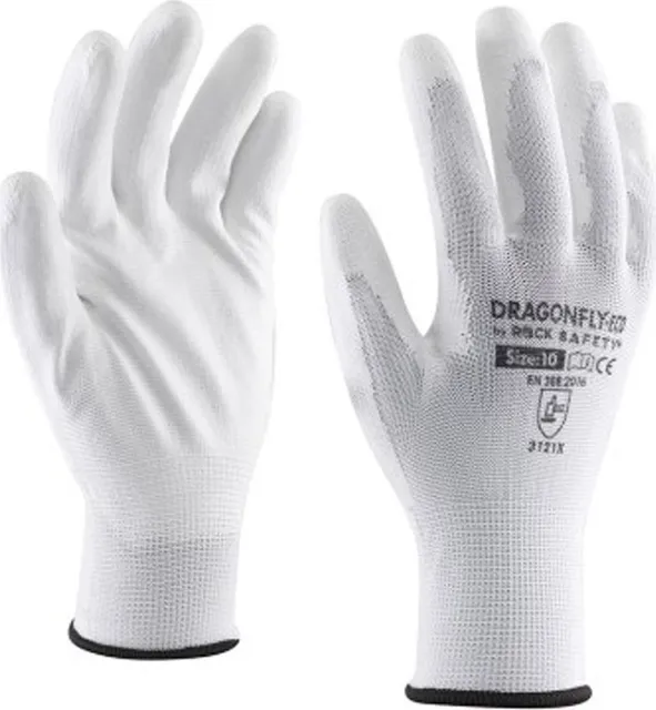Manusi poliester imersate PU Rock Safety, albe, marime 10