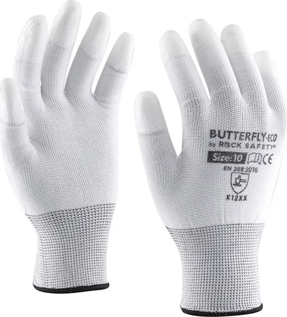 Manusi Butterfly Eco, asamblare din poliester cu varf degetelor imersate PU, marimea 9/XL