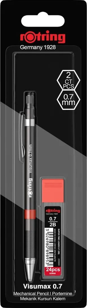 Set creion mecanic Rotring Visumax 0.7 mm + etui 24 mine, diverse culori