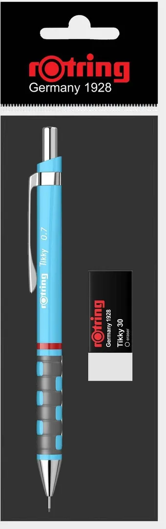 Set creion mecanic Rotring Tikky 0.7 mm + radiera, diverse culori