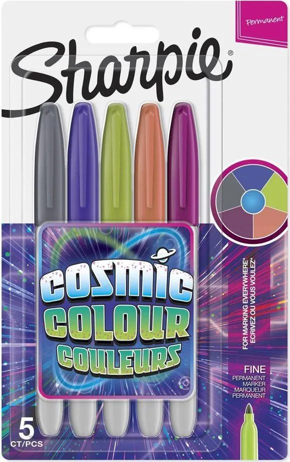 Set marker permanent Papermate, Sharpie, 5 culori, cosmic