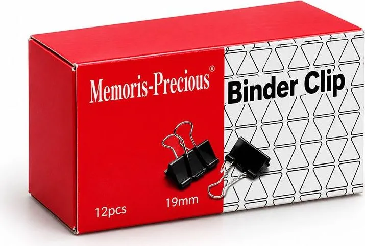 Clipsuri metalice Memoris-Precious, 19 mm, negre, 12 bucati/set