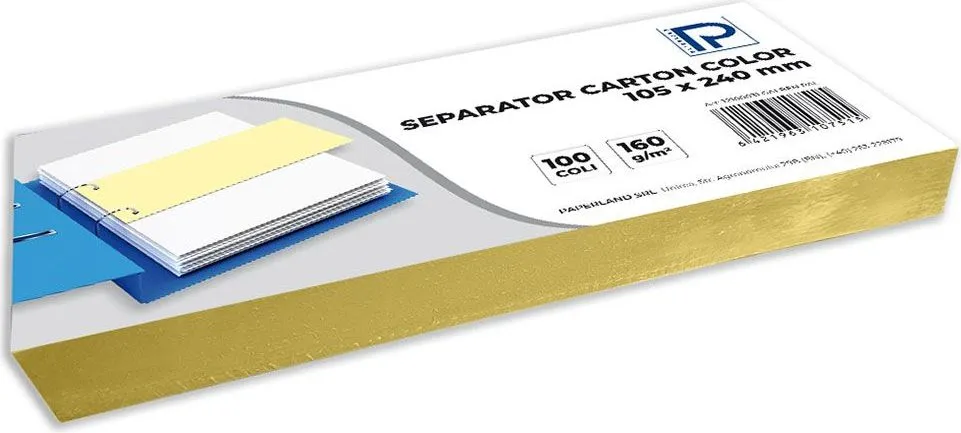 Separatoare carton color cu 2 perforatii, 160 gr/mp, 10*24 cm, 100 bucati/set