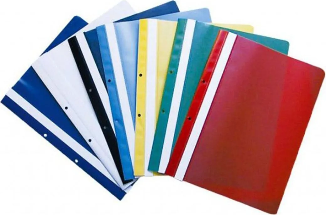 Dosar plastic cu sina si 2 perforatii galben, 10 bucati/set