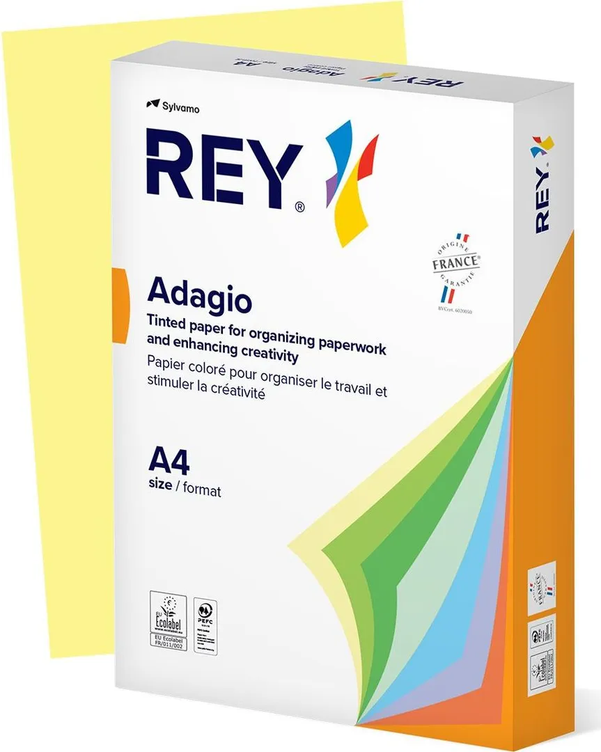 Hartie color REY Adagio, A4, 80g, 500 coli/top, galben pastel, Canary 49