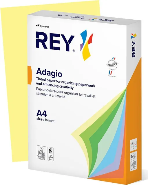 Hartie color REY Adagio, A4, 80g, 500 coli/top, galben pastel, Canary 49