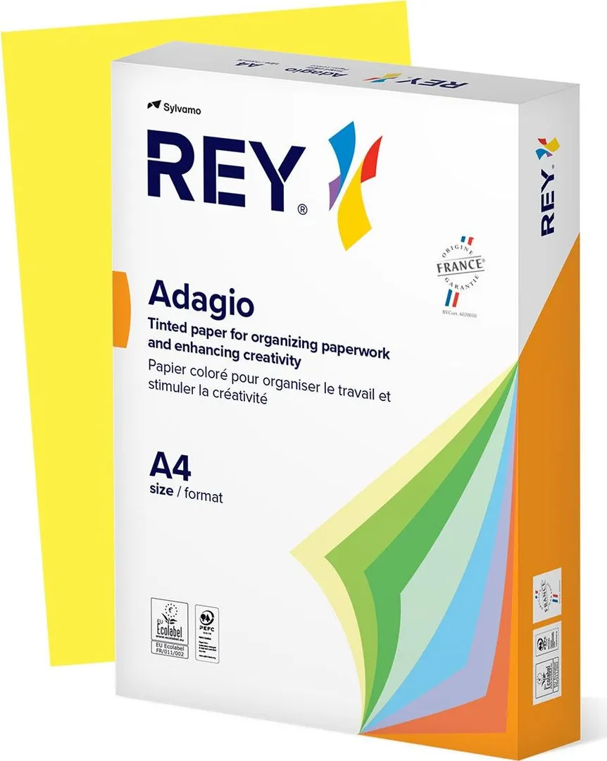 Hartie color REY Adagio, A4, 80g, 500 coli/top, galben intens, Yellow 66